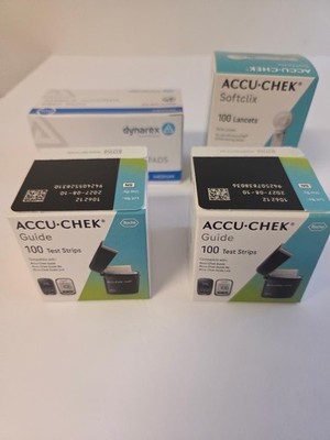 Accu-Check Test Strips Pack - 200 Test Strips, Alcohol Pads and Lancets