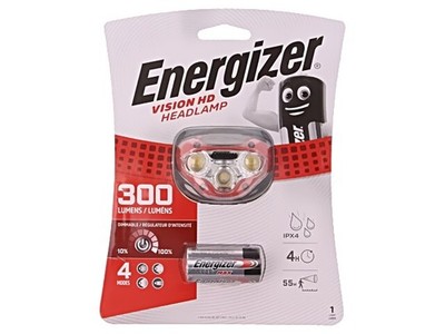 VISION HD Taschenlampe: LED-Kopflampe wasserfest 4h 300lm rot HEADLIGHT ENERGIZE
