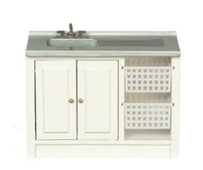 Dolls House Laundry Sink Unit with Baskets Miniature 1:12 Kitchen Furniture