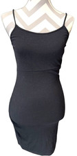 Soprano Spaghetti Black Cotton Mini Dress - Women's Size Small