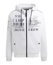 Camp David Sweatjacke mit Kapuze und Logo Artworks opticwhite CB2507-3594-32