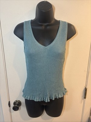 Finity Studio Sleeveless Knit Top With Ruffle Hem Size Small