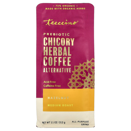 Prebiotic Chicory Herbal Coffee Alternative, Hazelnut, Medium Roast, Caffeine