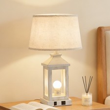 21" Set of 2 White Table Lamp Touch 3-Way Dimmable Bedside Reading Living Room