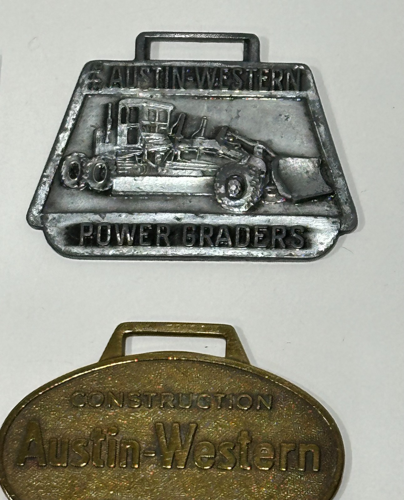 Vtg Austin Western Grader Watch Fob Construction Equipment Advertising lot of 4