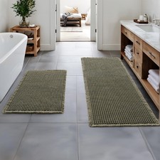 MIULEE 2PK Waffle Bathroom Rugs Boho Non-Slip Washable Super Absorbent Bath Mats