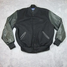 Vintage Holloway Varsity Jacket Mens XL Black Gray Snap Bomber Wool AC Delco