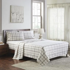 Plaid Flannel Cotton Sheet Set, Fuzzy Warm Sheets, Rustic Classic Farmhouse B...
