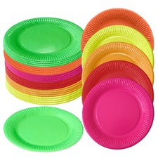 Pack of 30 Disposable 9 inch (23cm) Neon Paper Plates Dinner Party Event Plates