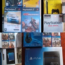 Job lot of 3 Playstation Consoles- PS1,PS2,PS4-boxed,games,cables included