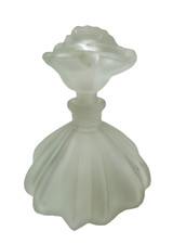 VINTAGE ROSE STOPPER PRESSED GLASS FROSTED GLASS PERFUME SCENT BOTTLE