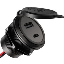12V USB Outlet 30W PD Type-C 18W QC3.0 Aluminum Car Charger Waterproof Dual...