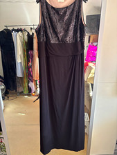 Linea Black Sequin Maxi Dress Round Neck Sleeveless Lined UK 20
