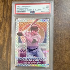 2021 Panini Chronicles Overdrive Aaron Judge #18 Building Blocks Prizm PSA 8