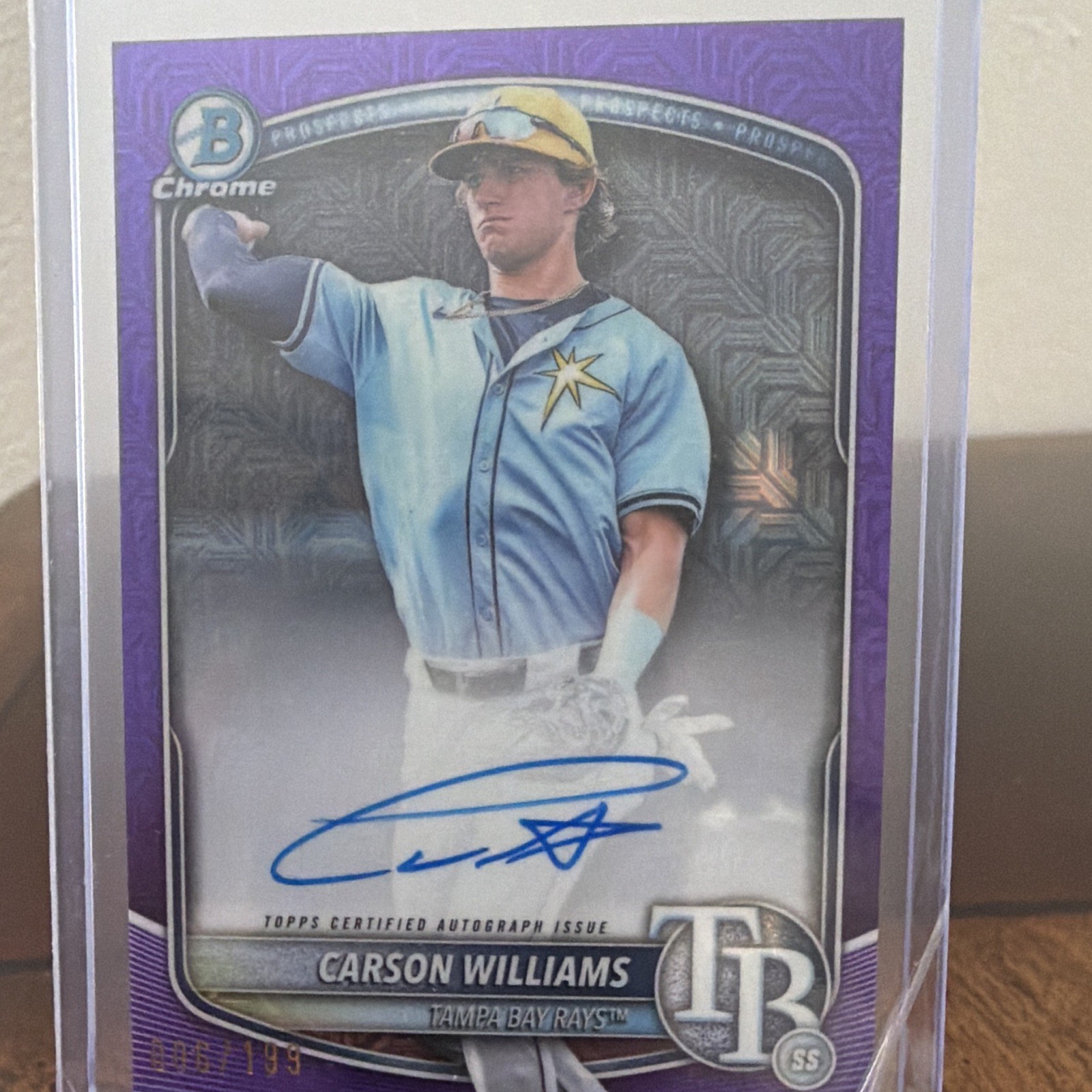 2025 Topps Bowman Chrome Carson Williams RC Auto Purple /199 #BMA-CW
