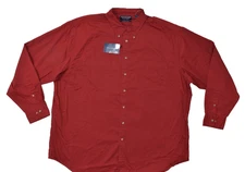 Roundtree & Yorke Men's Red Peached Twill Tall Size 3XLT Button Down Shirt NEW