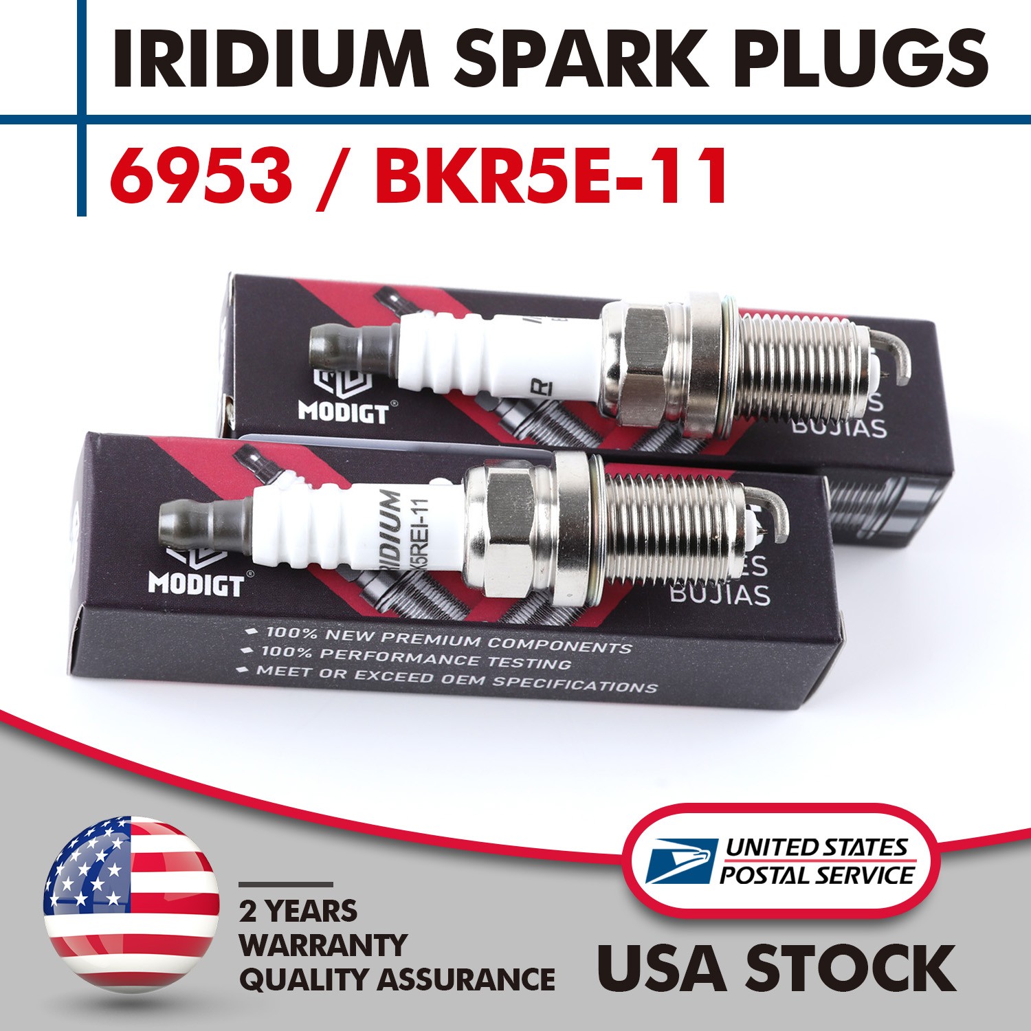 For NGK Iridium Spark Plugs 2pcs BKR5E-11 #6953 Chevy/Pontiac/Toyota/Acura/Ford