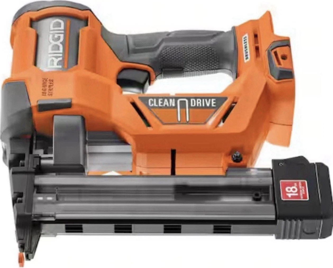 RIDGID Clean Drive 18 Gauge Nail Gun Orange Black