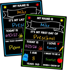 First Day of School Sign, 14 X 11 in Double-Sided  Reusable Board for Kids  Re