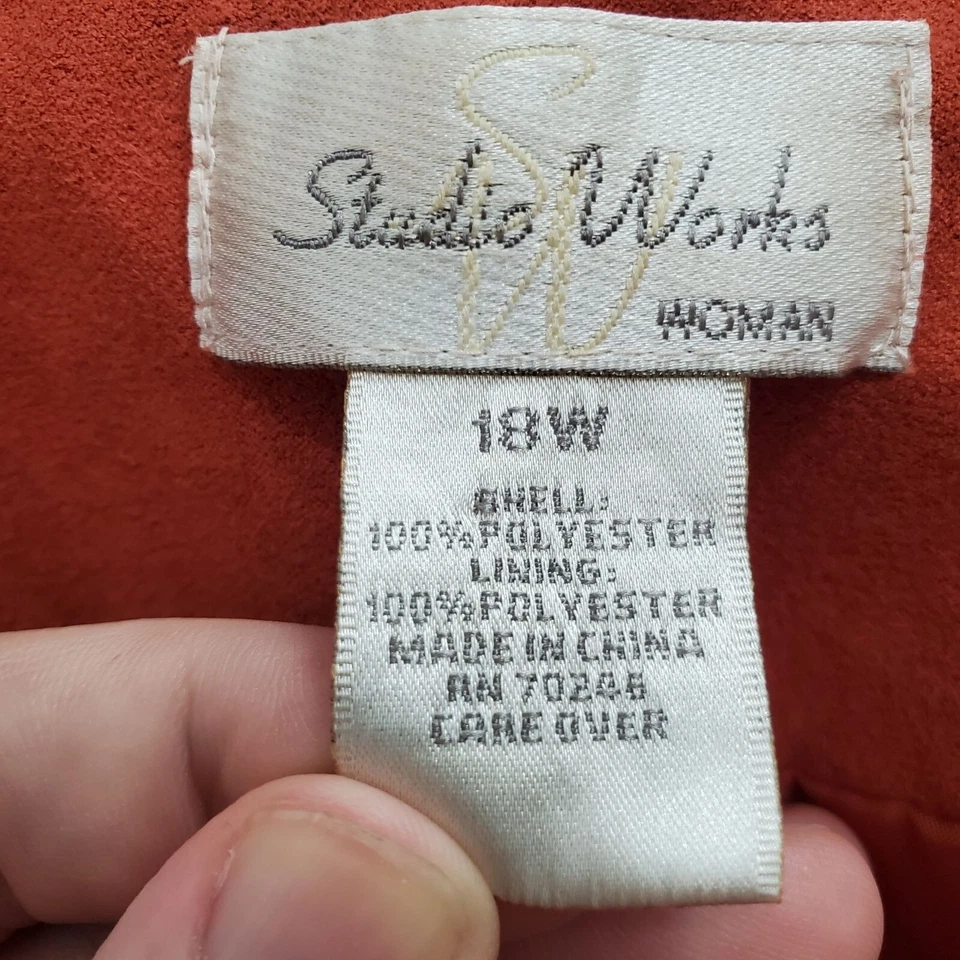 Jaqueta Blazer Studio Works Feminina Vintage Laranja Queimado Camurça Falsa Plus Size 18W - Imagem 4 de 4