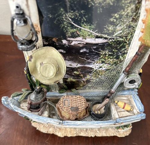 FISHING Picture Frame Rustic Boat And Fishing Gear. 3D Effect 4”x6” Picture - Picture 8 of 13