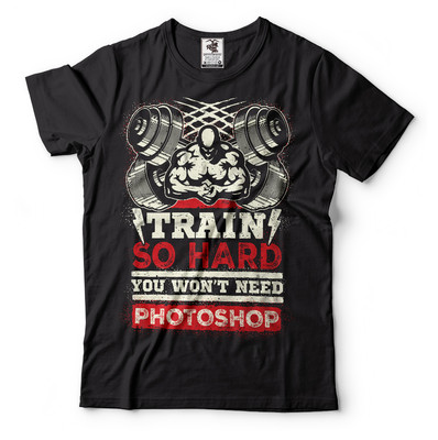 Train Hard T-Shirt Workout GYM Motivation Tee Shirt