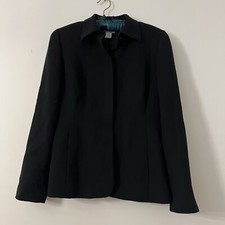 Ann Taylor LOFT Black Lined Blazer Jacket Size 4 Women  s Collared 5 Button