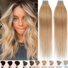 Clearance Russian Remy/Tape In Real Human Hair Extensions Skin Weft 14 16 18 20"