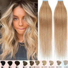 Clearance Russian Remy Tape In Real Human Hair Extensions Skin Weft 14 16 18 20"