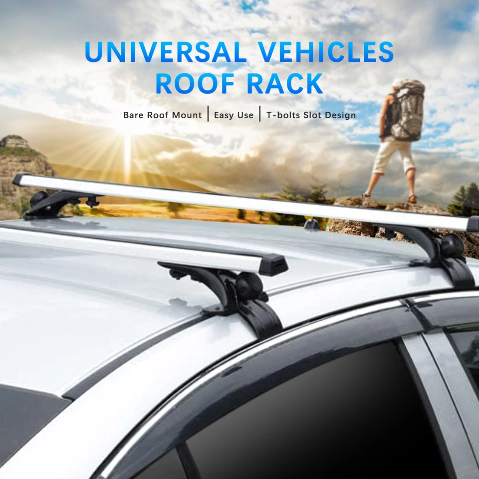 46" Car Top Roof Rack Cross Bar Cargo Carrier Aluminum For Audi A3 A4 B9 S4 - Imagem 2 de 4
