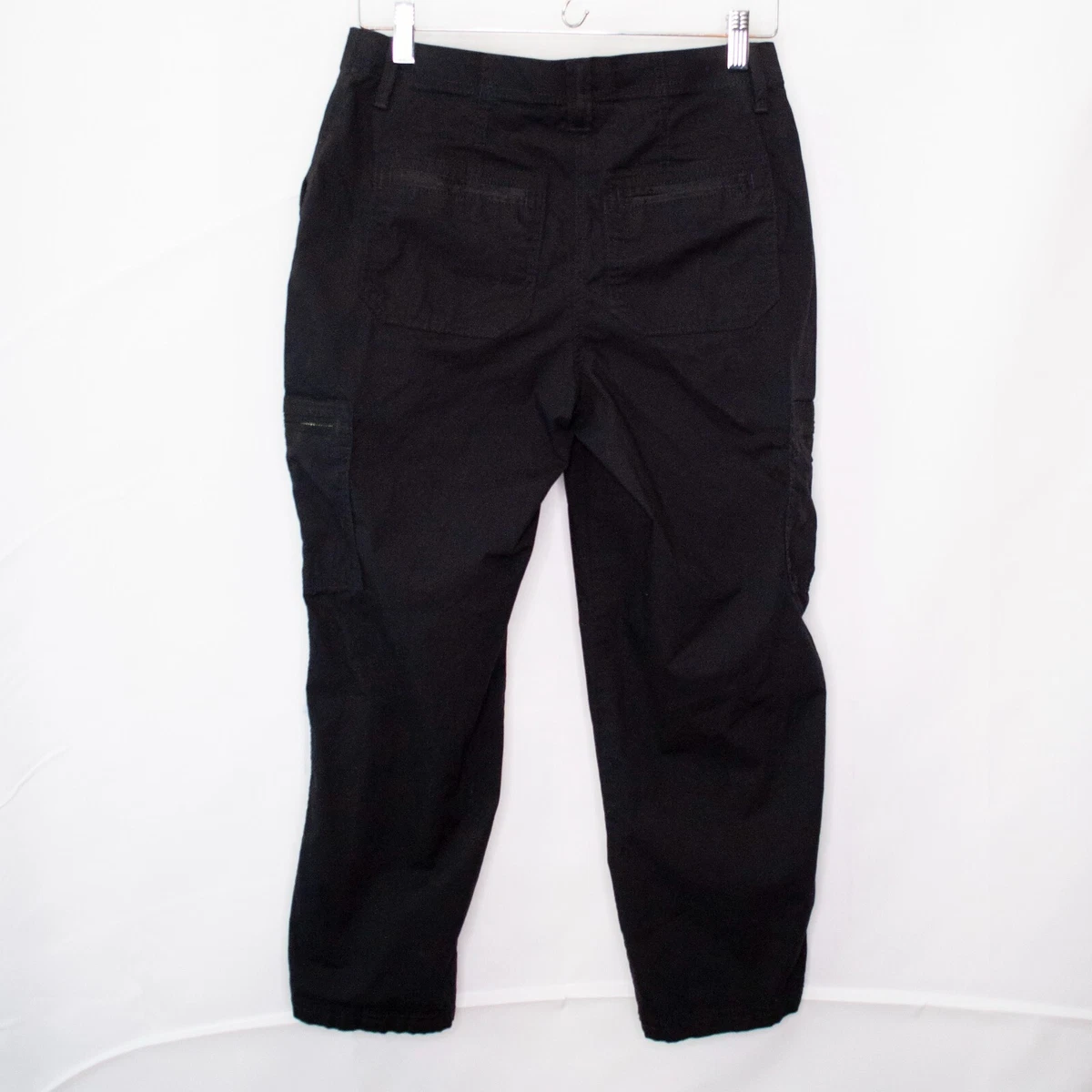 Chicos Sz 00 Cargo Crop Pants Women XS 2 Black Casual Stretch