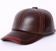 Fashion Durable Genuine Leather Baseball Cap Leather Hats for Men