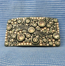 Western Floral Belt Buckle Coastal Cowgirl Scroll Rhinestones Vintage 90s.GTA688