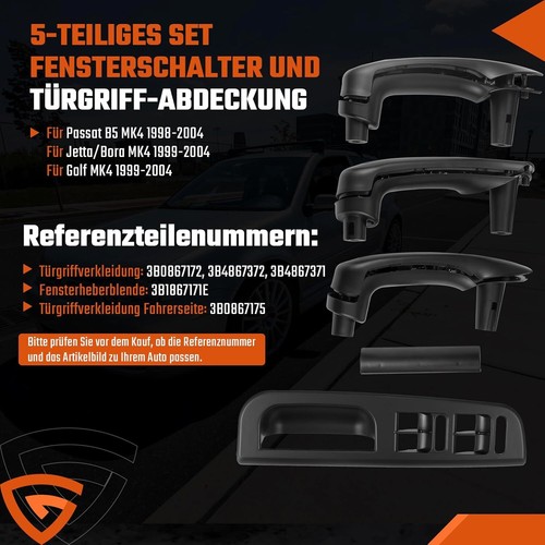 MANIGLIA PORTA MASCHERINE MANIGLIA DI ATTRAZIONE PER VW GOLF 4 BORA INTERNA MANIGLIA MASCHERINA MANIGLIE - Foto 4 di 14