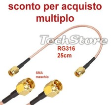 Cavo RF coassiale RG316 50ohm 25cm con connettori SMA Maschio / SMA Maschio MM0