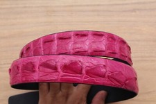 W 1.3 inch -No Jointed Pink Genuine CROC LEATHER Skin Men's Belt