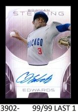 1-2013 BOWMAN STERLING RUBY REFRACTOR AUTO CJ C.J. EDWARDS CUBS 99/99 LAST ONE