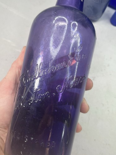 Antique Bottle Lot Purple Cobalt J.F Callahan & Co Whiskey United Mineral, Bromo - Picture 3 of 20