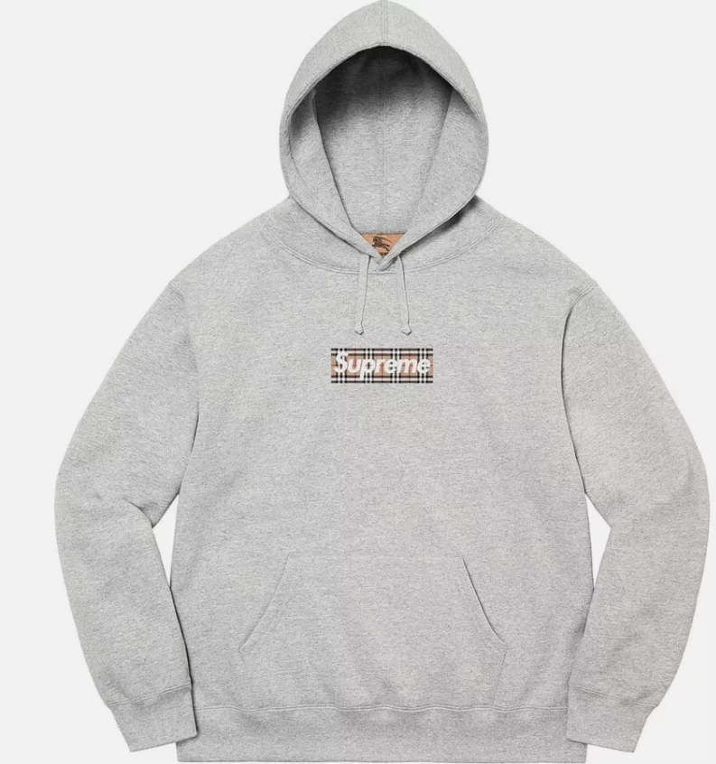 Sweat à capuche Supreme x Burberry Box Logo gris bruyère   Taille S Neuf