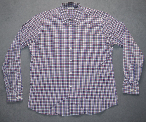 Barneys New York blau kariertes Hemd mit Knopfleiste 100% Baumwolle Größe XL