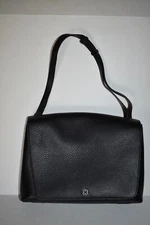 DAGNE DOVER Shoulder Bag Briefcase Pebble Leather Black Adjustable Strap