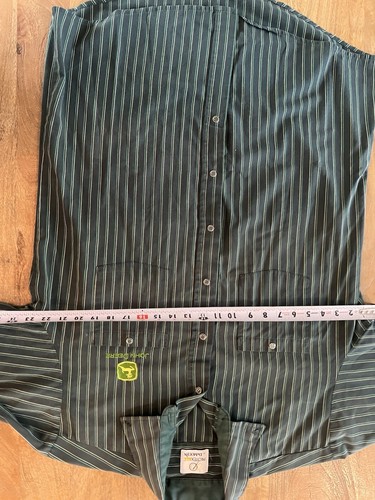 VTG Protexall John Deere Shirt Mens L Green Striped Snap Up Mechanic Work USA - Picture 9 of 9