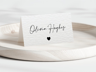 Personalisierte Tischkarten Hochzeit individuell gefaltet Ortsnamen weiß/elfenbein/Basteln