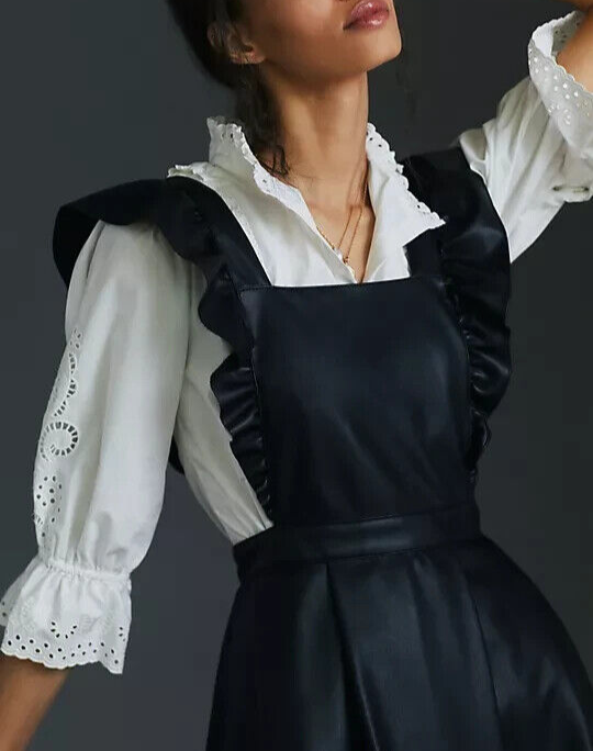 Anthropologie Faux Leather Mini Dress Pinafore Ruffle Black Maeve 0P 0 P Nwt | eBay Anthropologie Faux Leather Mini Dress Pinafore Ruffle Black Maeve 0P 0 P Nwt | eBay