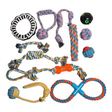 12 Pcs Dog Rope Toys Braided Rope Chew Play Aggressive Chewers lot Ball Toys