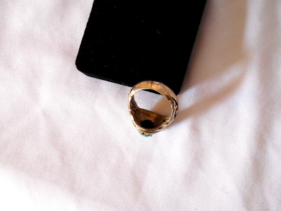 ANILLO PIEDRA TURQUESA PERSA NATURAL 925 PLATA ESTERLINA ORIENTE MEDIO Foto 4 de 4