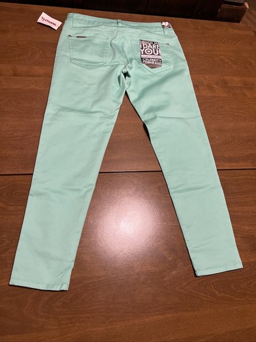 Celebrity Pink Pants Women's Size 7 Teal Ankle Skinny Raw Hem Low Rise Teen - Picture 7 of 10