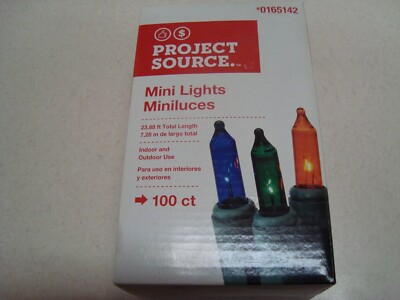 LOT of 5-Project Source #0165142 multi color mini lights, 100 bulb, green cord