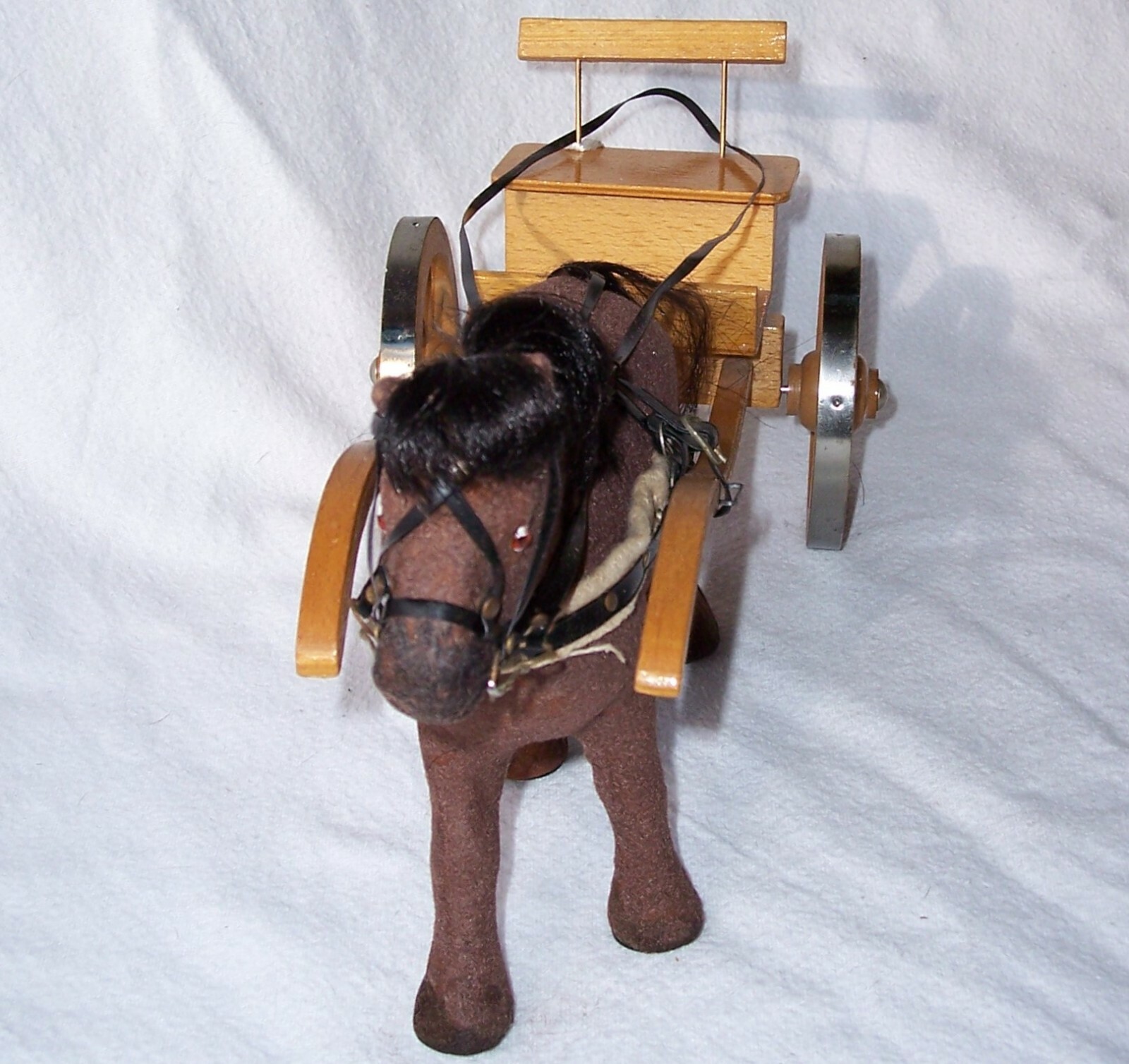 Vintage STEHA Lieha Harness Horse Cart Toy Germany Flock Toy Sm Model