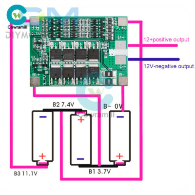 BMS 3S 12V 40A For 18650 Lithium Battery Charging Protection Board with Balance
